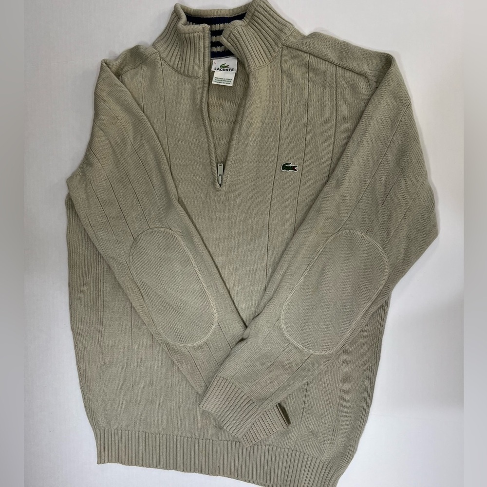Lacoste Tan Zip Up Sweater with Ribbed Detailing - Picture 4 of 10